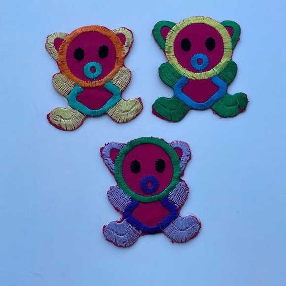Lot of 3 Patches Multi Color Iron One Patches for craft Clothes Kids Embroidery - Picture 4 of 8